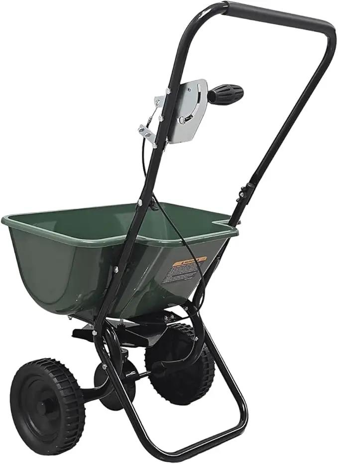 80LB Walk-Behind Broadcast Spreader for Seed,Fertilizer,Salt,Ice Melt, Fertilizer Spreader with Adjustable Drop Rate, Seed Spreaders for Lawns by GreenHaven Gardens