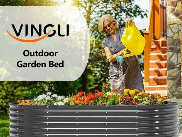 VINGLI Galvanized Raised Garden Beds Outdoor, 6x3x2 Ft, 8x4x2 Ft Lager Metal Planter Raised Beds for Planting Vegetables Flowers Herb (8 * 4 * 2（Oval）) by GreenHaven Gardens