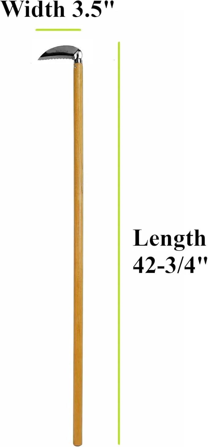 Garden Hoe Long Handle 42-3/4" Heavy Duty Japanese Stainless Steel, Made in JAPAN, Weeding Sickle Tool, Stand Up Weeder Hand Tool by GreenHaven Gardens