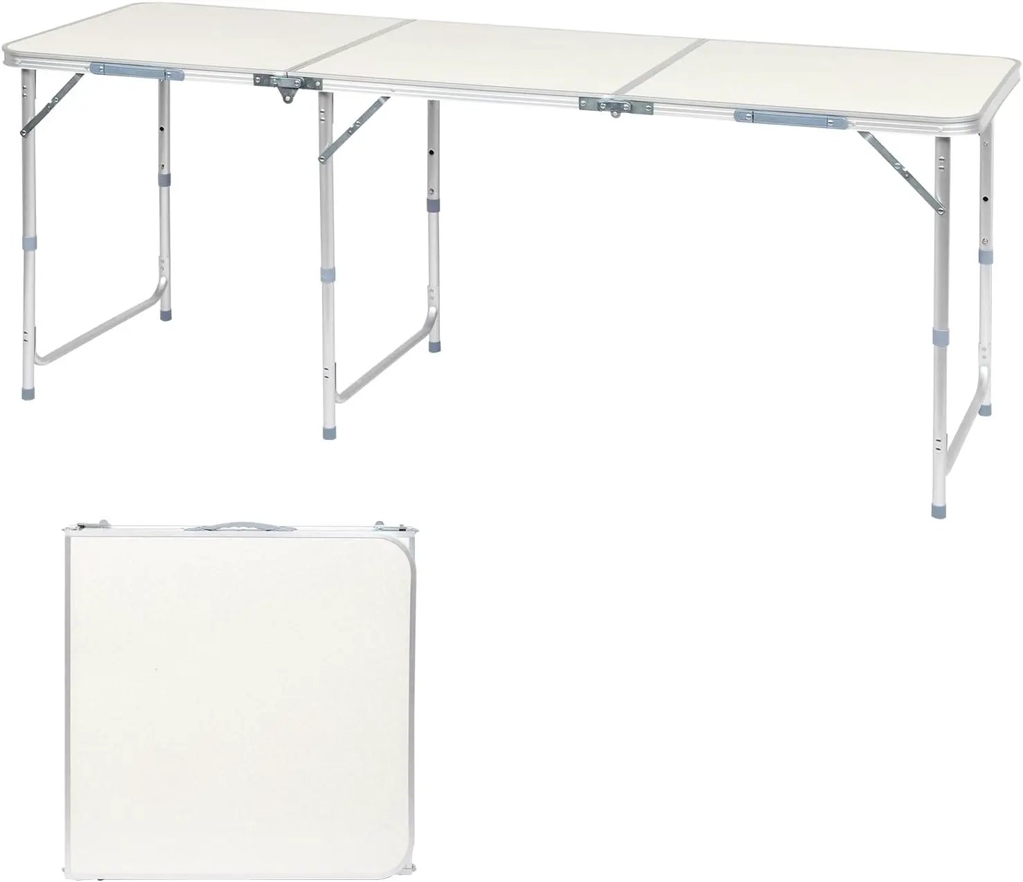 Outvita 6ft Portable Folding Camping Table, Outdoor Waterproof Adjustable Height Table, Aluminum Lightweight Suitcase Foldable Table for Picnic BBQ Beach Dining by GreenHaven Gardens