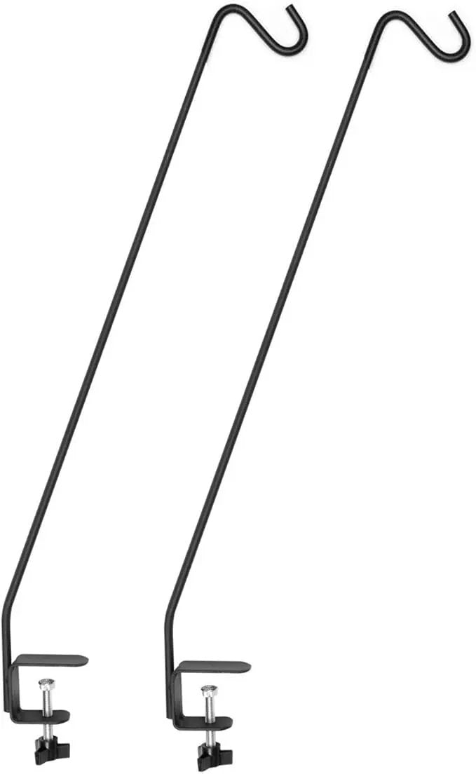 Ashman Deck Hook 32-Inch (2 Pack), Double Forged Solid Metal Single Piece Rod, Ideal for Bird Feeders, Plant Hangers, Coconut Shell Hanging Baskets, and Lanterns. by GreenHaven Gardens