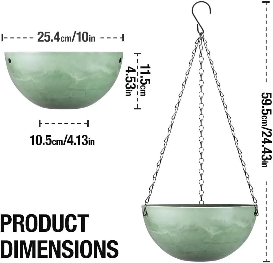 Marble Pattern 10 Inch Hanging Planter for Indoor Outdoor Plants, 2 Pack Hanging Planter Basket for Garden Home Decor Use (Green) by GreenHaven Gardens
