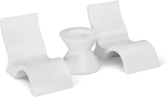 Ledge Lounger Signature Lowback Chair Set - Two Chairs - Ice Bin Side Table - in-Pool - On-Deck - Water Depths 0-9” - All Types - Resin Water Chairs - Pool, Sundeck, Outdoor Patio by GreenHaven Gardens