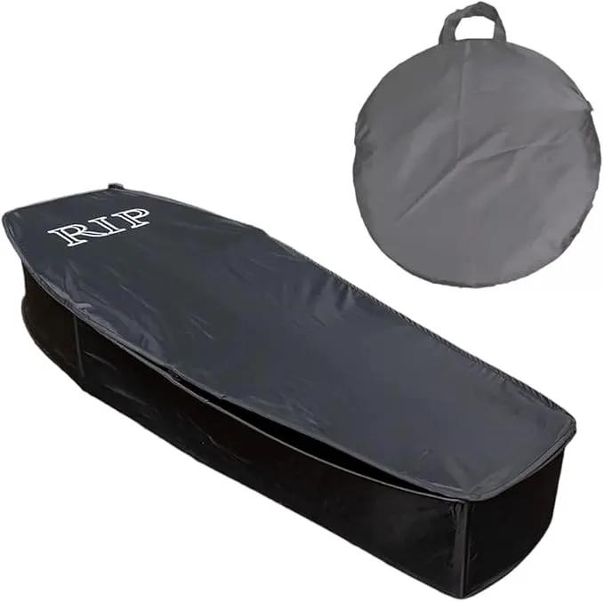 Halloween Pop Up Coffin with Lid, 60 inch Coffin Prop life size Collapsible, Scary Fake Coffin Prop Really Size for Graveyard, Halloween Cemetery decorations Outdoor, Lawn, Party, Haunted House by GreenHaven Gardens