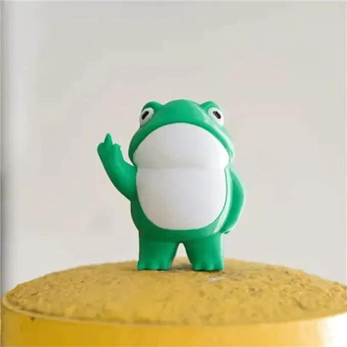 Jxueych Rebellious Frog Figurine, Frog Garden Statue, Tall 3.3 inch, Cute Mini Frog for Fairy Garden Decor, Happy Frog Figurines Outdoor Table Decortation (Frog) by GreenHaven Gardens
