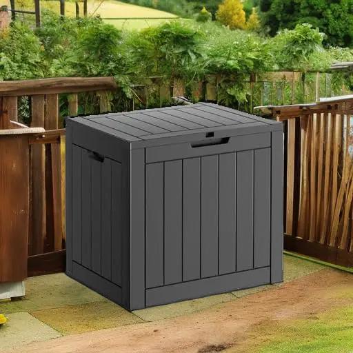31 Gallon Resin Deck Box, Lockable Patio Outdoor Storage Box for Furniture, Garden Tools and Tools Storage, Waterproof Outside Storage Boxes - Black by GreenHaven Gardens
