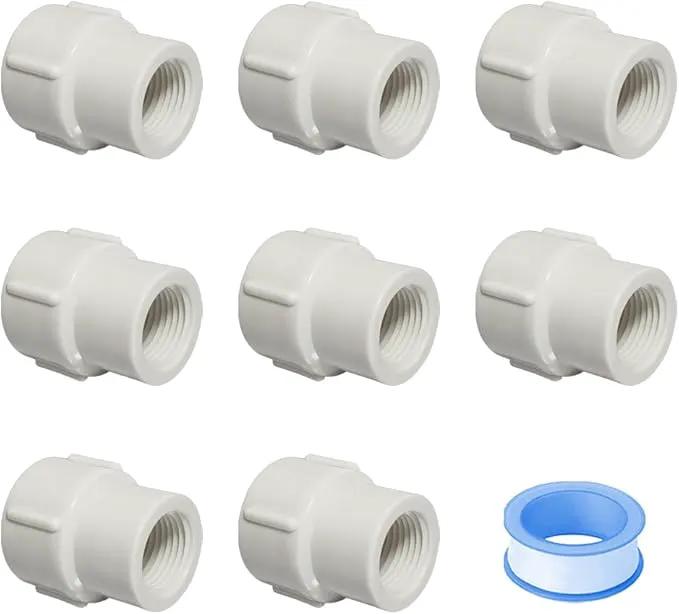 8PCS 1 to 3/4 Inch Double Female Threaded PVC Adapter Pressure Fittings 1" to 3/4" Female to Female Thread Coupling Pipe Fitting Connector for Garden Works HE046-1x3/4 by GreenHaven Gardens