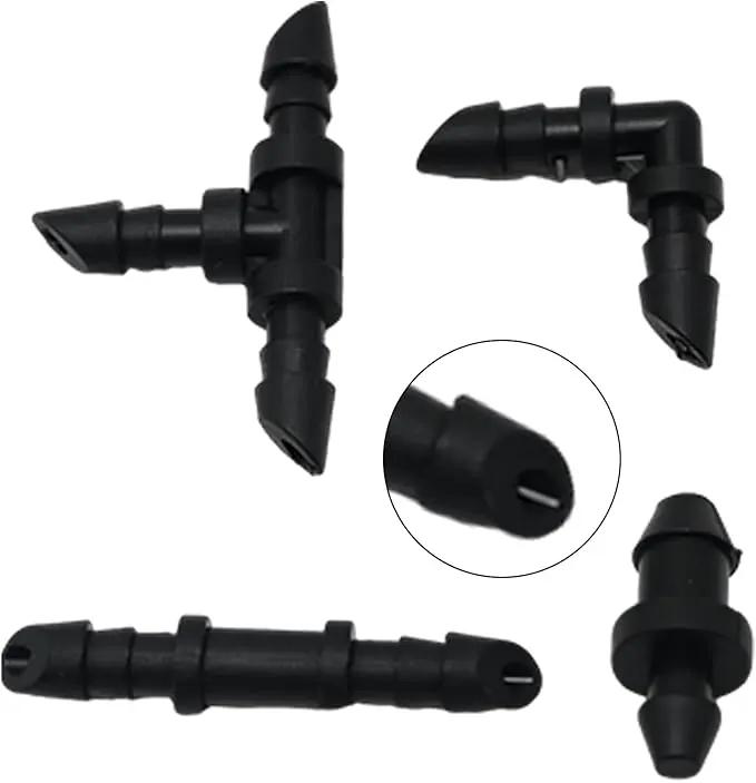 UOIENRT 110 PCS Irrigation Fittings, 1/4" Tubing with 50pcs Couplings, 20pcs Elbows, 30pcs Tees and 10pcs End Plugs for Drip or Sprinkler Systems by GreenHaven Gardens