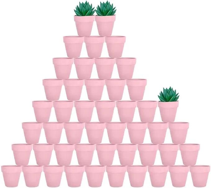 vensovo 48 Pcs 2" Tiny Terracotta & Terra Cotta Pots with Drainage - Peach Pink Small Mini Clay Ceramic Pottery Planter Ideal for Indoor/Outdoor Plants, Crafts, Wedding Favors by GreenHaven Gardens
