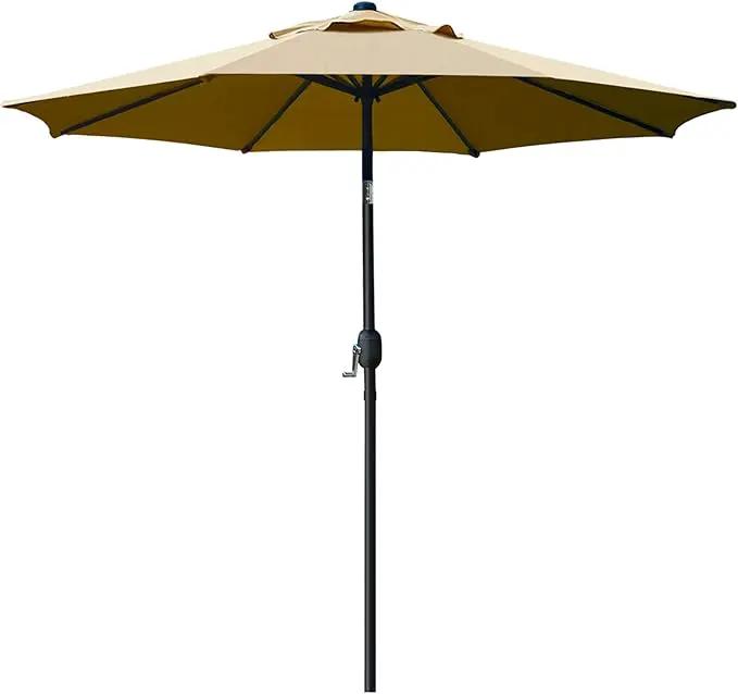Sunnyglade 9' Patio Umbrella Outdoor Table Umbrella with 8 Sturdy Ribs (Tan) by GreenHaven Gardens