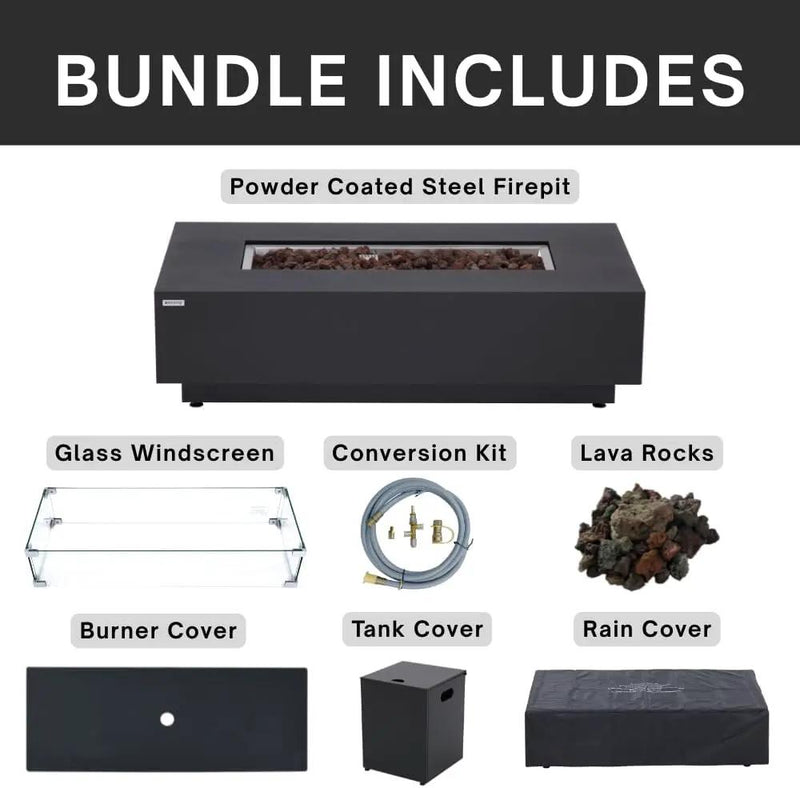Westwood 50” Propane Fire Pit Smokeless Firepit Converts to Outdoor Gas Fire Pit for Outside Patio Firepit Table Includes Windscreen Rain & Tank Cover Lava Rocks Lid CSA Certified by GreenHaven Gardens