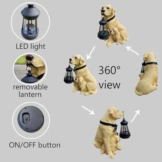 Garden Statues Dog Solar Hanging Light, Courtyard Resin Simulated Handicraft Dog Statue Ornament, Garden Yard Entrance Decoration. by GreenHaven Gardens