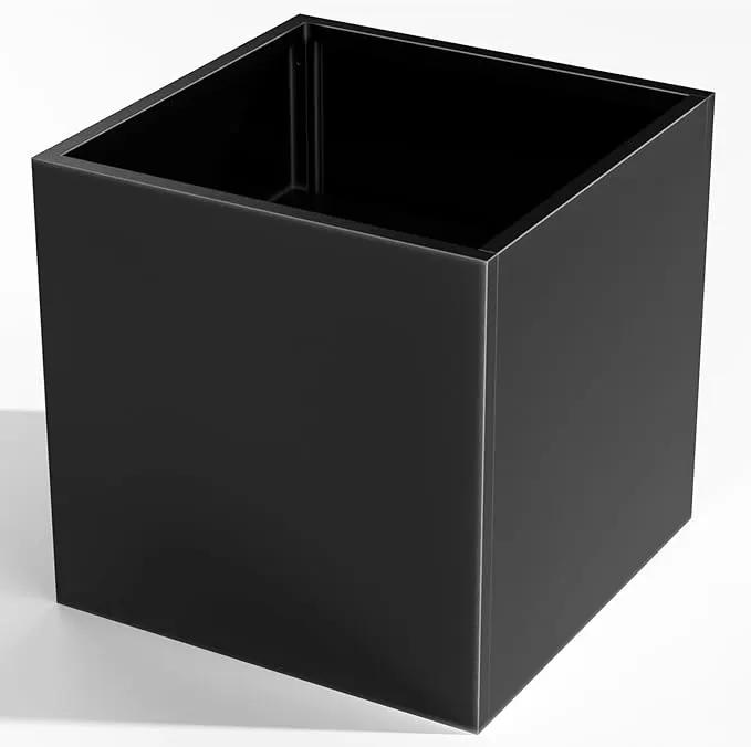 Tall Metal Cube Planter for Outdoor Plants 20" L x 20" W x 20" H, Heavy Duty Steel Rectangular Planter Box with Removable Insert Shelf, Modern Décor for Outside, Indoor, Garden (Black) by GreenHaven Gardens