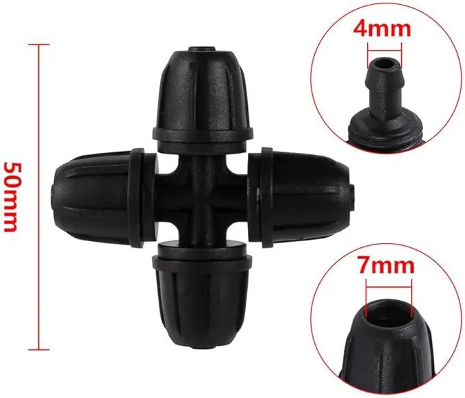 20-Pack Quick-Connect Locking 1/4" Drip Irrigation Tee 4-Way Cross, Upgraded Coupling Connectors, Tee Fittings for 1/4 Inch Irrigation Tubing, Drip Kit (Cross - 20 Pack) by GreenHaven Gardens