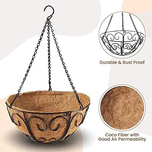 2 Pack Metal Hanging Planter Basket with Coco Coir Liner Chain Round Wire Plant Holder Flower Pots Hanger Garden Decoration Porch Decor Watering Hanging Baskets Indoor Outdoor (BUTTERFLY SHAPE) by GreenHaven Gardens