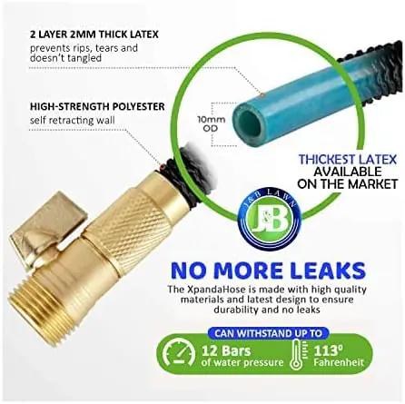 J&B XpandaHose 150ft Expandable Garden Hose with Holder - Heavy Duty Superior Strength 3750D - 4 -Layer Latex Core - Extra Strong Brass Connectors and 10 Spray Nozzle w/Storage Bag (Black 150) by GreenHaven Gardens