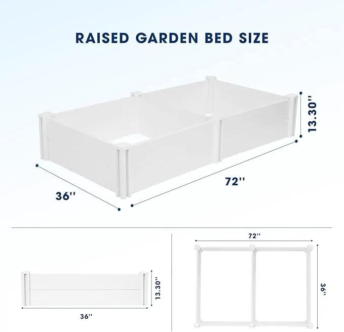 PASAMIC Durable Vinyl Raised Garden Bed, 6x3x1ft Raised Bed for Gardening, Planter Box with Open Bottom, Raised Garden Bed Outdoor, DIY Above Ground Garden Bed for Fruit, Vegetables, Herbs by GreenHaven Gardens