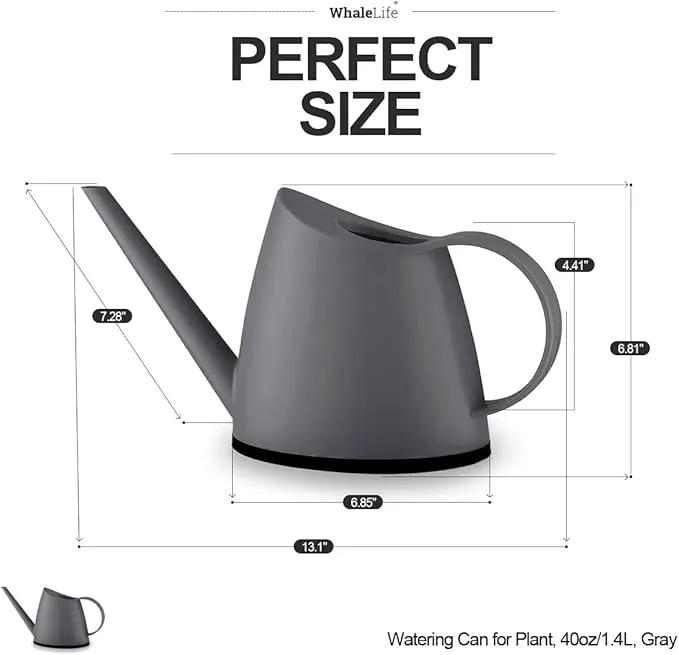 WhaleLife Indoor Watering Can for House Bonsai Plants (1.4L, Gray) by GreenHaven Gardens