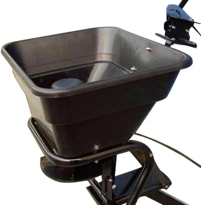 Field Tuff 12V 80 Pound Capacity Grass Seed Fertilizer Spreader with Hitch Mount Receiver and Rain Protector for ATV, UTV, or Utility Tractor by GreenHaven Gardens