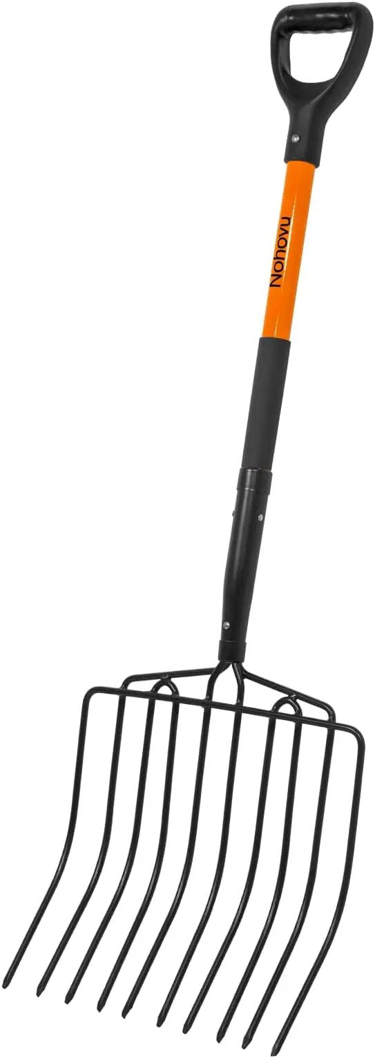 Pitchfork for Gardening, 10 Tines Pitch Fork with Non-Slip Handle, Heavy Duty Pitch Fork for Mulching, 45 Inches by GreenHaven Gardens