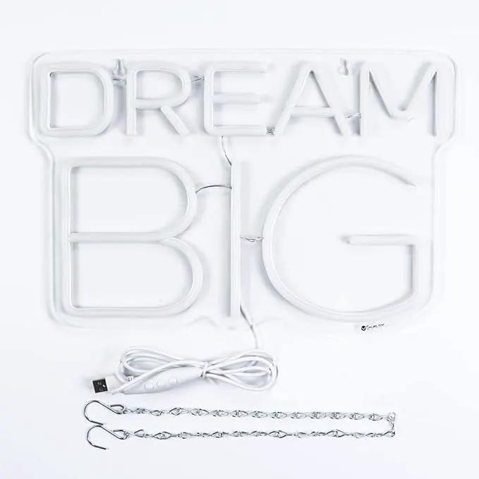 Dream-Big Neon Sign For Wall Decor In Bedroom or Bar,Dream Led Neon Sign For Birthday Gifts,Festivals Decoration,Party Sign Hang on Wall 15 * 9.8inches by GreenHaven Gardens
