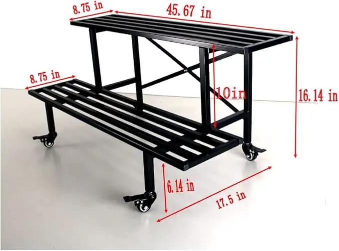 Zhongma 2 Tier Sturdy Metal Plant Stand with Wheels Heavy Duty Plant Holder for Home Indoor and Outdoor,L45.67 x W17.5 x H16.14 inch,440 LBS Capacity & Heavy Duty Construction by GreenHaven Gardens