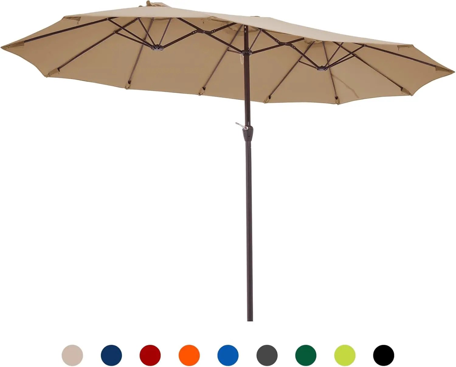 JEAREY 15FT Patio Umbrella Large Outdoor Umbrella Extra Double-Sided Market Umbrella with Crank Handle for Garden, Deck, Backyard and Pool, Beige by GreenHaven Gardens
