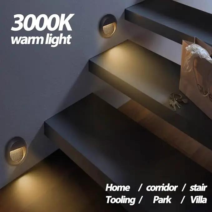 6Pcs 3W LED Recessed Wall Light, Step Light Warm White 3000K, Stair Light Staircase Light Lighting lamp, Inside Outside Garden Balcony Corridor, Aluminum, 120V Black by GreenHaven Gardens