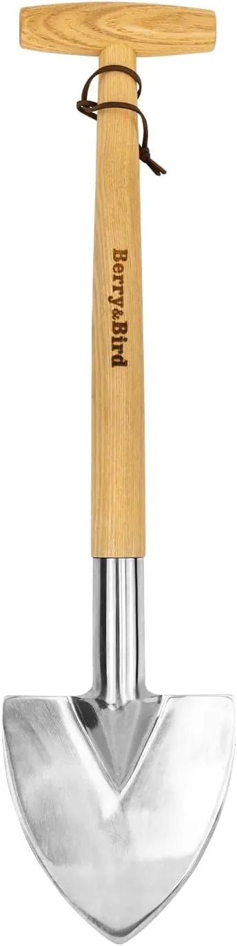 Berry&Bird Perennial Shovel, 21.6'' Pointed Head Garden Spade with Sharp Blade Wood Hand Shovel, Stainless Steel Long Trowel Gardening Tool for Roots, Planting, Digging, Transplanting and Cutting by GreenHaven Gardens