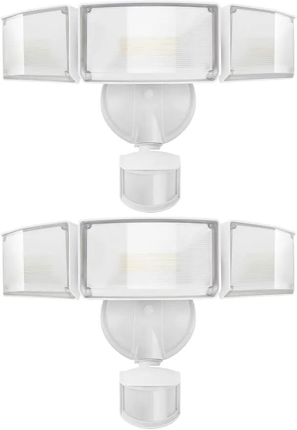 UME 2 Pack 5500LM LED Security Lights Motion Sensor Light Outdoor, 49W, 5000K Daylight, IP65 Waterproof, Dusk to Dawn, 3 Head Motion Detected Flood Light for Garage, Yard, Porch (White) by GreenHaven Gardens