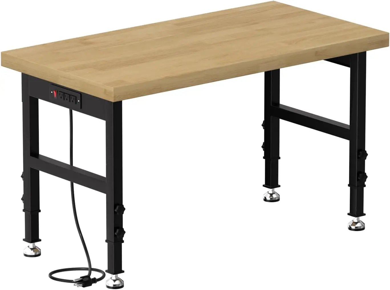 48" Work Bench, Adjustable Height Workbench with Rubber Pad, Heavy-Duty Work Table with Power Outlets, 2000 LBS Capacity Workstation for Garage, Workshop, Office, Home by GreenHaven Gardens
