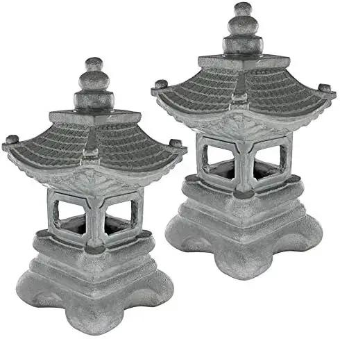 Design Toscano s/2 Chengdu Pagoda Asian Lantern Statues by GreenHaven Gardens