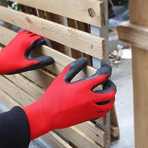 Evridwear Crinkle Latex Rubber Hand Coated Safety Work Gloves for Men Women General Multi Use Construction Warehouse Gardening Assembly Landscaping (XS-Size) Red 120 Pairs Pack by GreenHaven Gardens