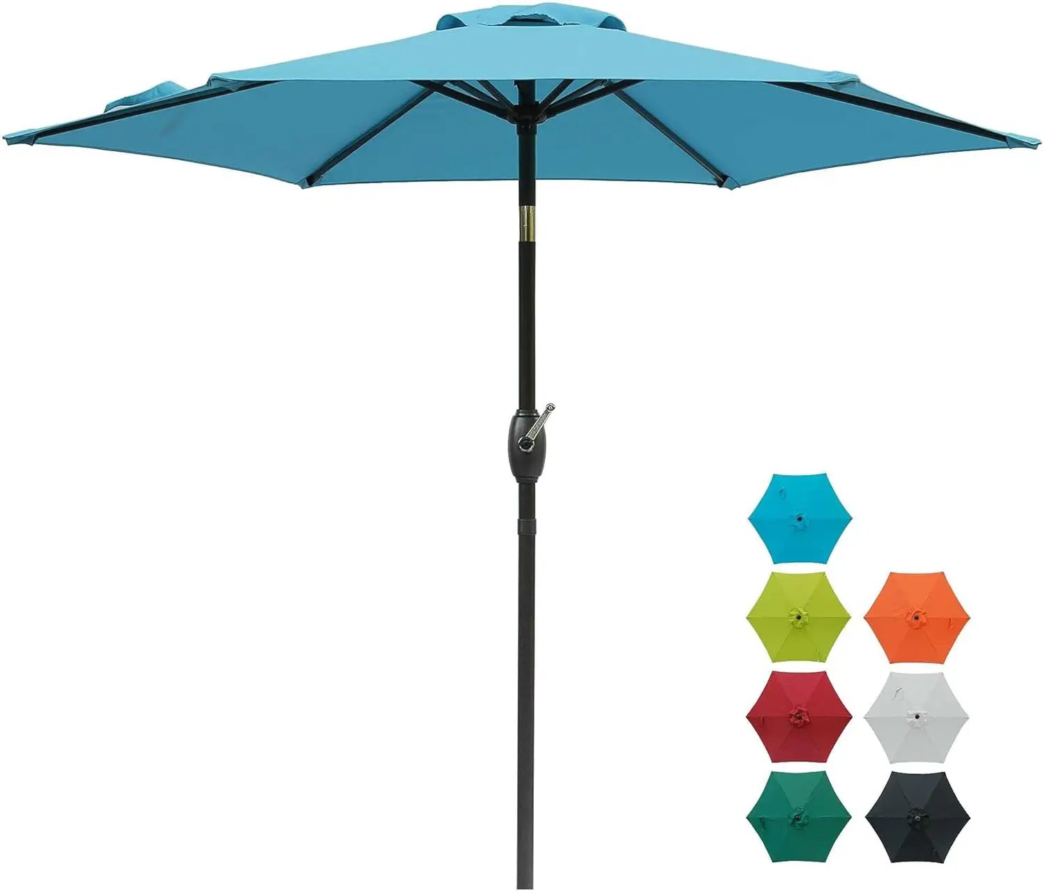 Aok Garden 7.5 ft Patio Umbrella Outdoor Market Umbrella Tilt Button and Crank 6 Ribs for Deck Lawn Pool& Backyard by GreenHaven Gardens