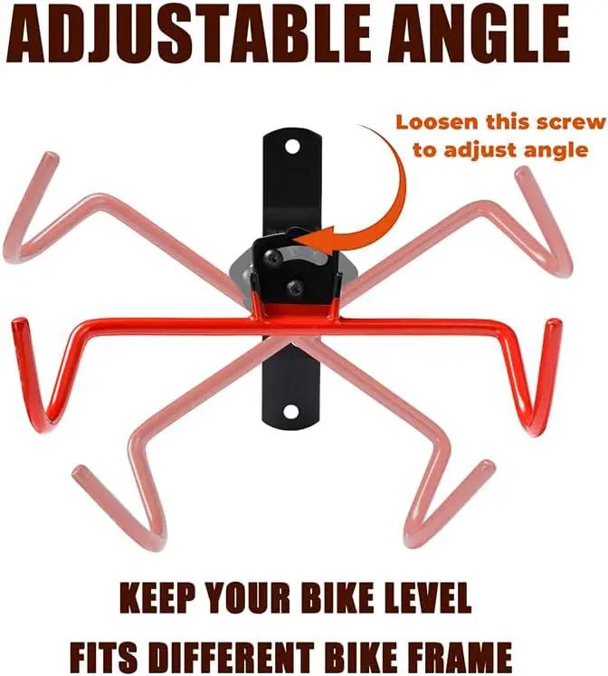 Wall Mount Bike Rack,Bike Hanger Horizontal,Bicycle Holder Heavy Duty,Garage Bike Storage,Garage Organization Bicycle Hook with Rubber,Foldable and Adjustable Angle(2 pack) by GreenHaven Gardens