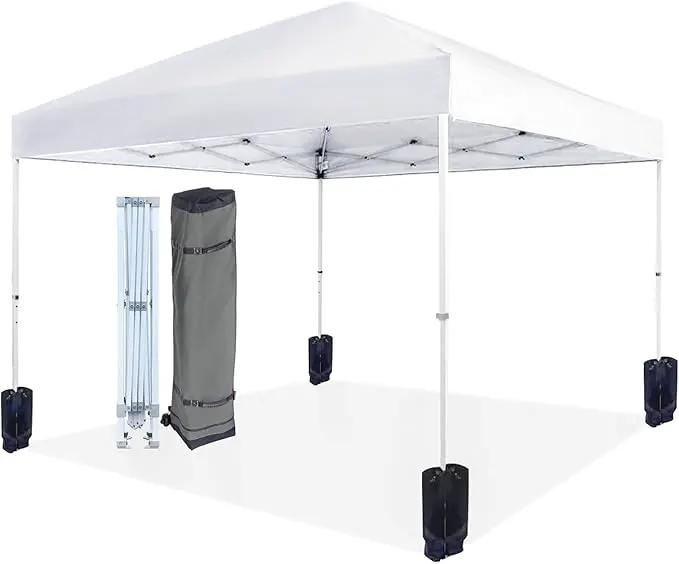 Amazon Basics Outdoor Pop Up 10 x 10 Canopy Tent for Events, Portable with Easy Setup, One-Push, Includes Wheeled Carry Bag, 8 Pegs, 4 Ropes, 4 Weighted Bags, White by GreenHaven Gardens
