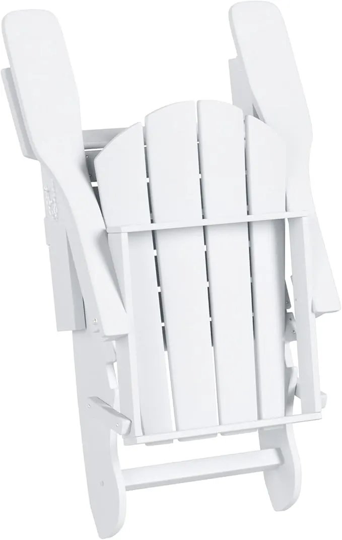 WO Home Furniture Adirondack Chairs Table Set of 3 PCS Outdoor Folding Chairs Coffee Table Weather/UV Resistant for Lawn, Garden, Bon Fire, Balcony (White) by GreenHaven Gardens