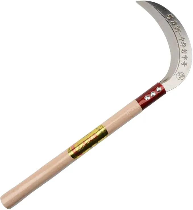 KEYI Steel Grass Sickle,Clearing Sickle,Manganese Steel Blade/Hardwood Handle Hand held Sickle Tool - Multipurpose Gardening Weeding Grass Sickle and Farming Portable Safety Sickle by GreenHaven Gardens