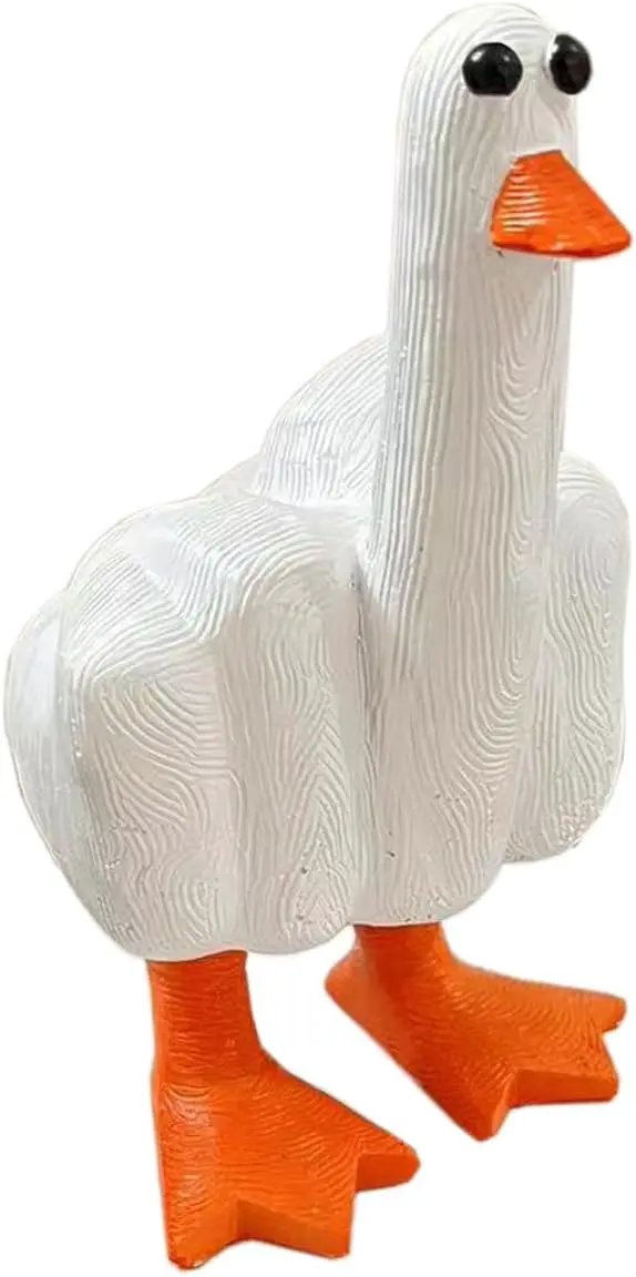Middle Finger Duck You Figurine Middle Finger Desk Decor Funny Garden Decor Statues Figurines Ornaments for Home, Patio, Lawn, Yard, Office, Outdoor Decorations, Garden Gifts (White+Yellow) by GreenHaven Gardens