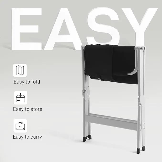 EVER ADVANCED Aluminum Directors Chair, Folding Studio Movie Chairs Camping Event Vendor Chair, 19" Seat Height Black Fabric/White Frame, Support 350lbs by GreenHaven Gardens