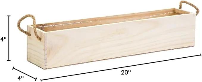 Wooden Planter Box, Rustic Barn Wood/Whitewash with Plastic Liner l Garden Decor l Restaurant and Wedding Decorations l Table Centerpiece (20x4 w Handle Set of 2, Rose Wood) by GreenHaven Gardens