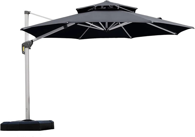 PURPLE LEAF 11 Feet Patio Umbrella Outdoor Round Umbrella Large Cantilever Umbrella Windproof Offset Heavy Duty Sun for Garden Deck Pool Patio, Grey by GreenHaven Gardens