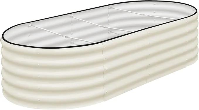 SnugNiture Galvanized Raised Garden Bed, 6x3x1.5ft Oval Metal Planter Box for Planting Outdoor Plants Vegetables by GreenHaven Gardens