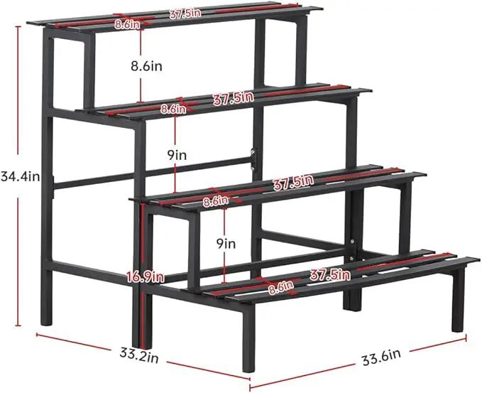 Aluminum Plant Stand - Indoor & Outdoor Ladder Display Shelf for Plants - Sturdy Space-Saving Utility Organizer for Patio, Balcony & Garden (4-Tier) by GreenHaven Gardens