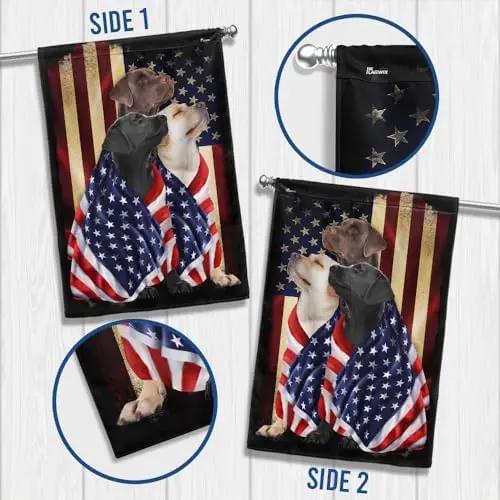 FLAGWIX Three Labrador Retriever Dogs, Patriot American Dog Flags - 4th of July Decorations for Home, Outside, Indoor Outdoor Flag, House Flag 30x40 - Double Sided, Heavy Duty Canvas, Fade Resistant by GreenHaven Gardens