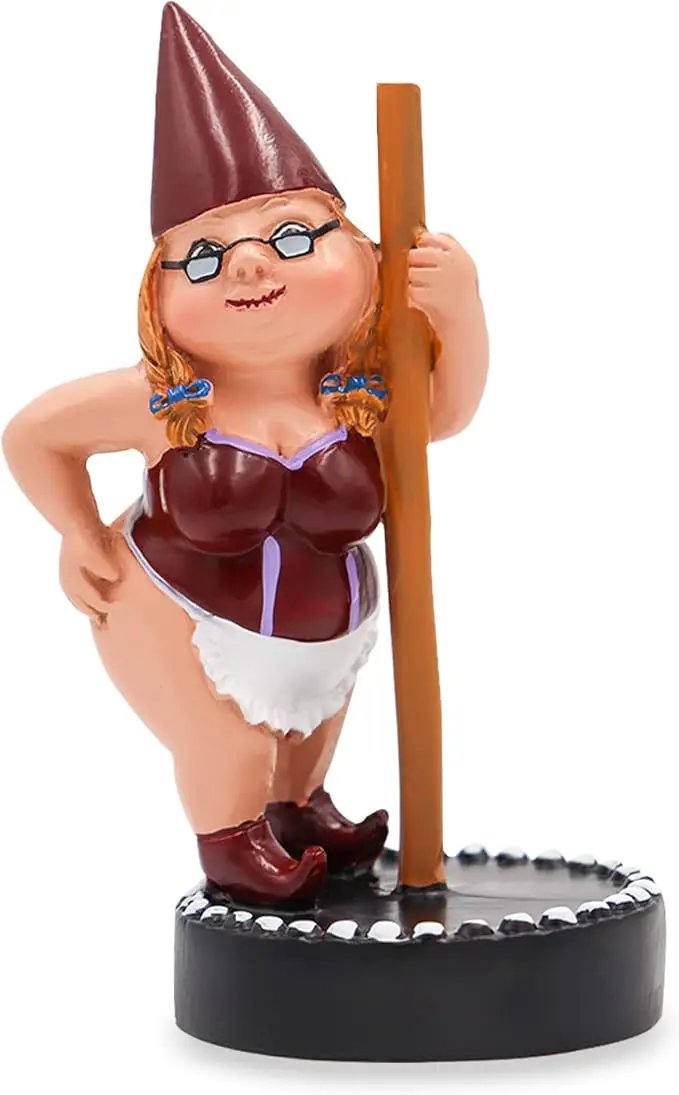 Pole Dancing Gnome Statue, Resin Garden Gnome Statues, Funny Outdoor Gnome Figure, Creative Garden Spring Decoration, Pole Dance Garden Gnome, Spring Garden Statue, Dancing Lady Gnome Statue (Red) by GreenHaven Gardens