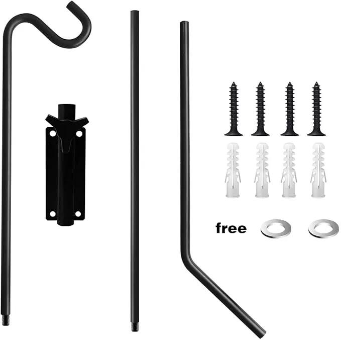 ERYTLLY Extended Reach Deck Hook Wall Pole Wall Mounted, Extensible and Adjustable 28 inch to 43 inch Bracket for Hanging Bird Feeder,Plants,Wind Chimes,Lanterns by GreenHaven Gardens