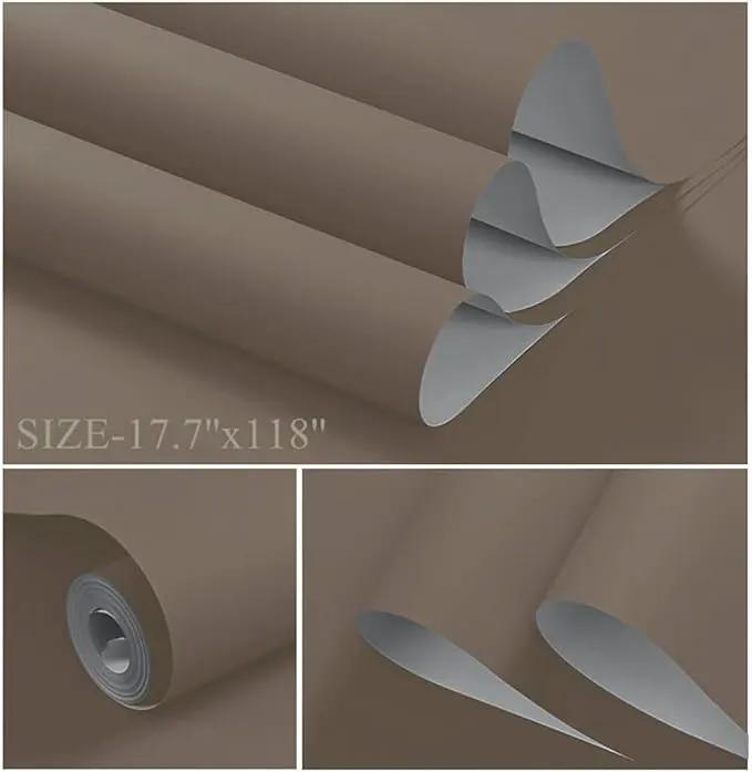 Dimoon 236''x17.7'' Etoupe Peel and Stick Wallpaper Contact Paper Modern Self Adhesive Wall Paper Removable Renter Friendly Textured Solid Color Shelf Cabinet Vinyl Roll (236''x17.7'',Etoupe) by GreenHaven Gardens