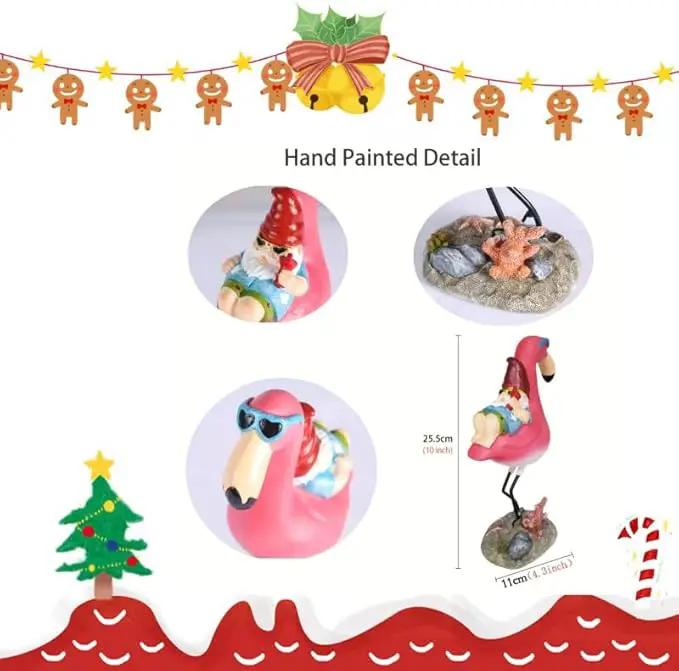 Gnome Garden Statue Funny Gnome Reclining on Flamingo Figurines, Resin Garden Gnomes Fall Decorations Outdoor for Patio Yard Lawn Porch, Ornament Gift by GreenHaven Gardens