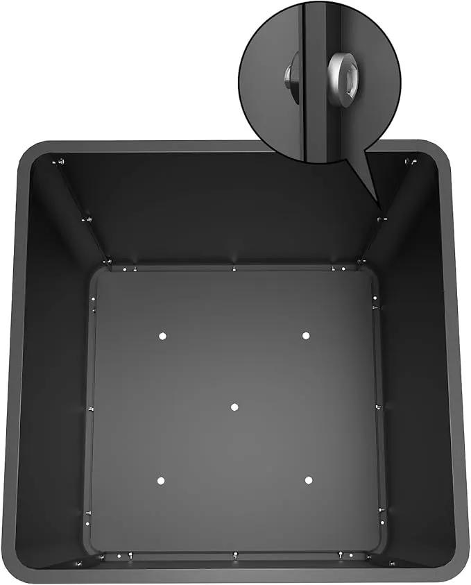 Large Metal Square Planter 20" L x 20" W x 20" H, Black Large Outdoor Planters with Drainage Hole for Porch/Patio/Garden by GreenHaven Gardens